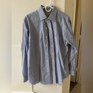 16-34 Brooks Brothers Supima Cotton Shirt— Blue and White Stripe